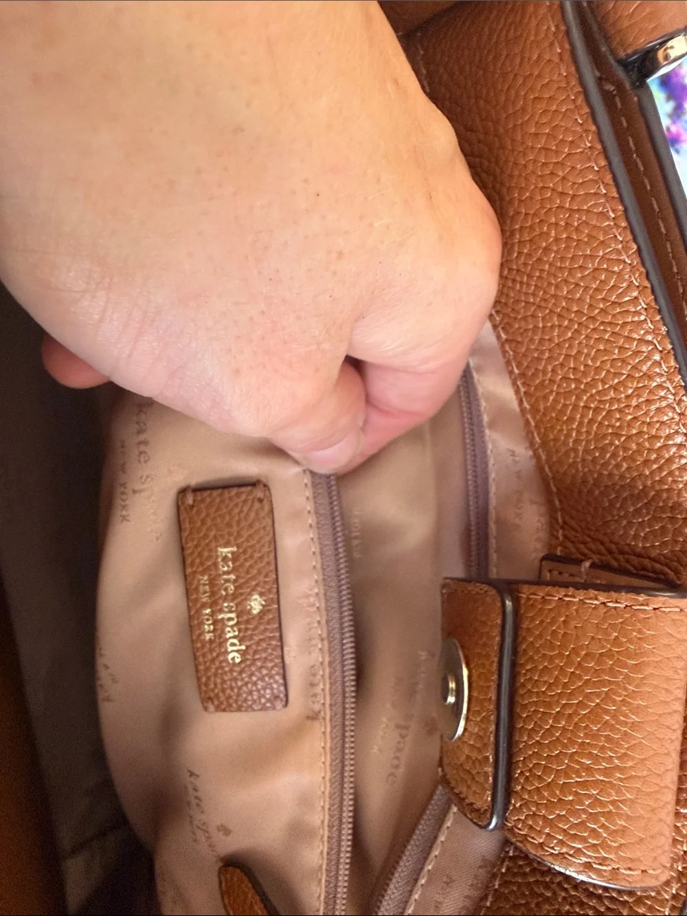 kate spade Tan Pebbled Leather Shoulder Tote